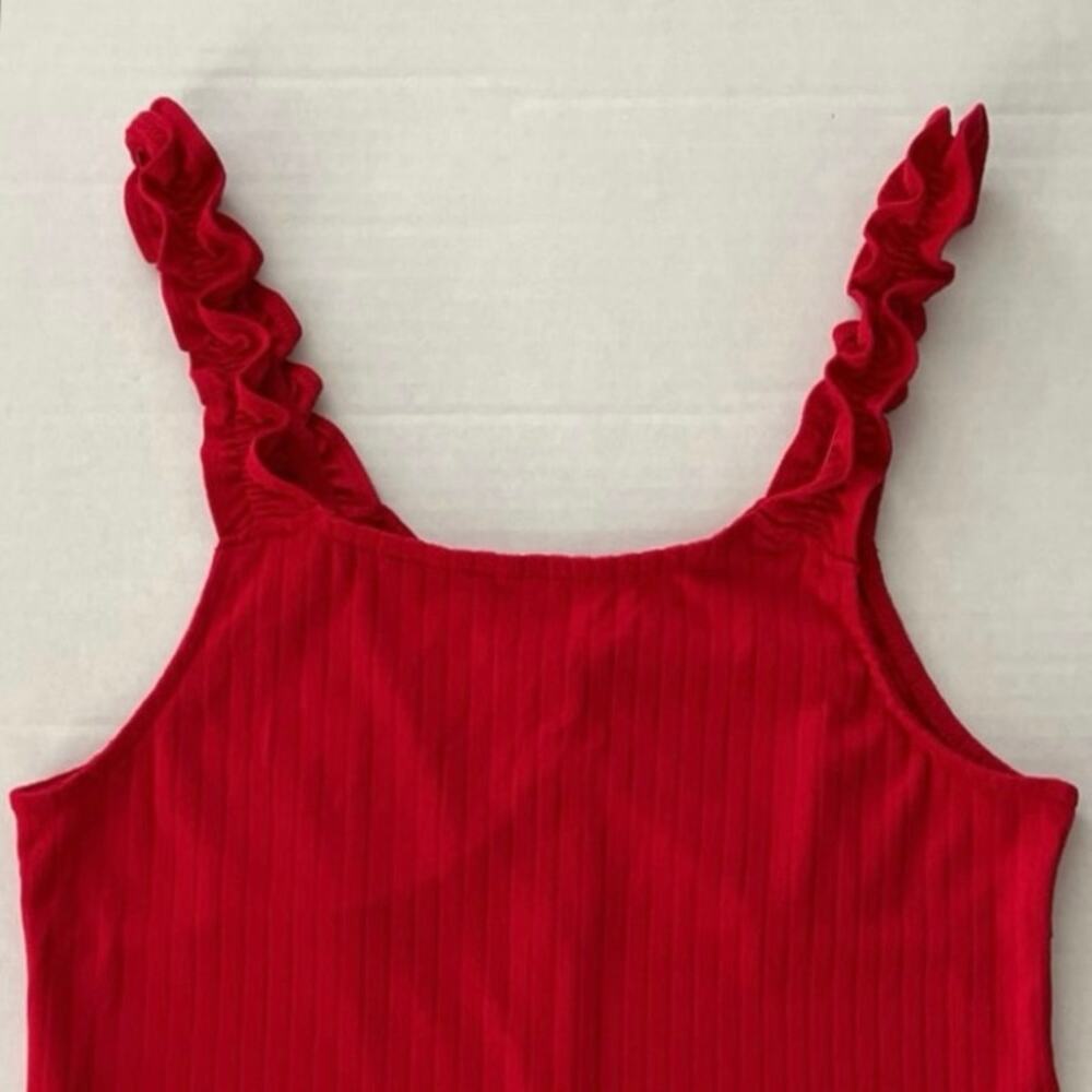 No Boundaries Red Babydoll Cami Juniors Size L Ruffle Straps Stretchy Layer Y2K - Picture 5 of 11